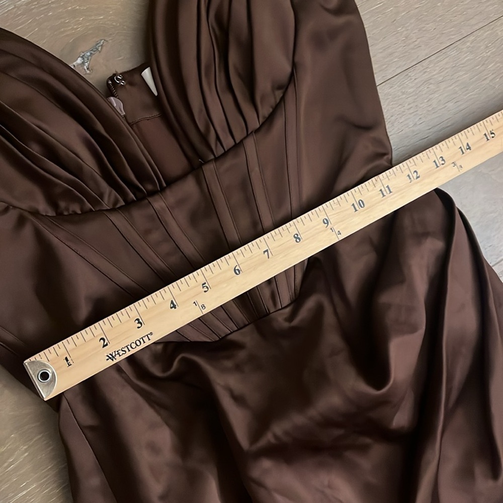 House of CB Faye Chocolate Satin Corset Midi Dress | M - Picture 12 of 14
